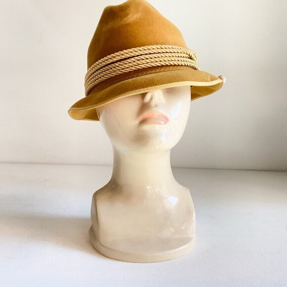 Golden Pheasant by Biltmore Light Brown Velour  Fedora Hat Klopeinersee SZ 7 - Picture 1 of 12